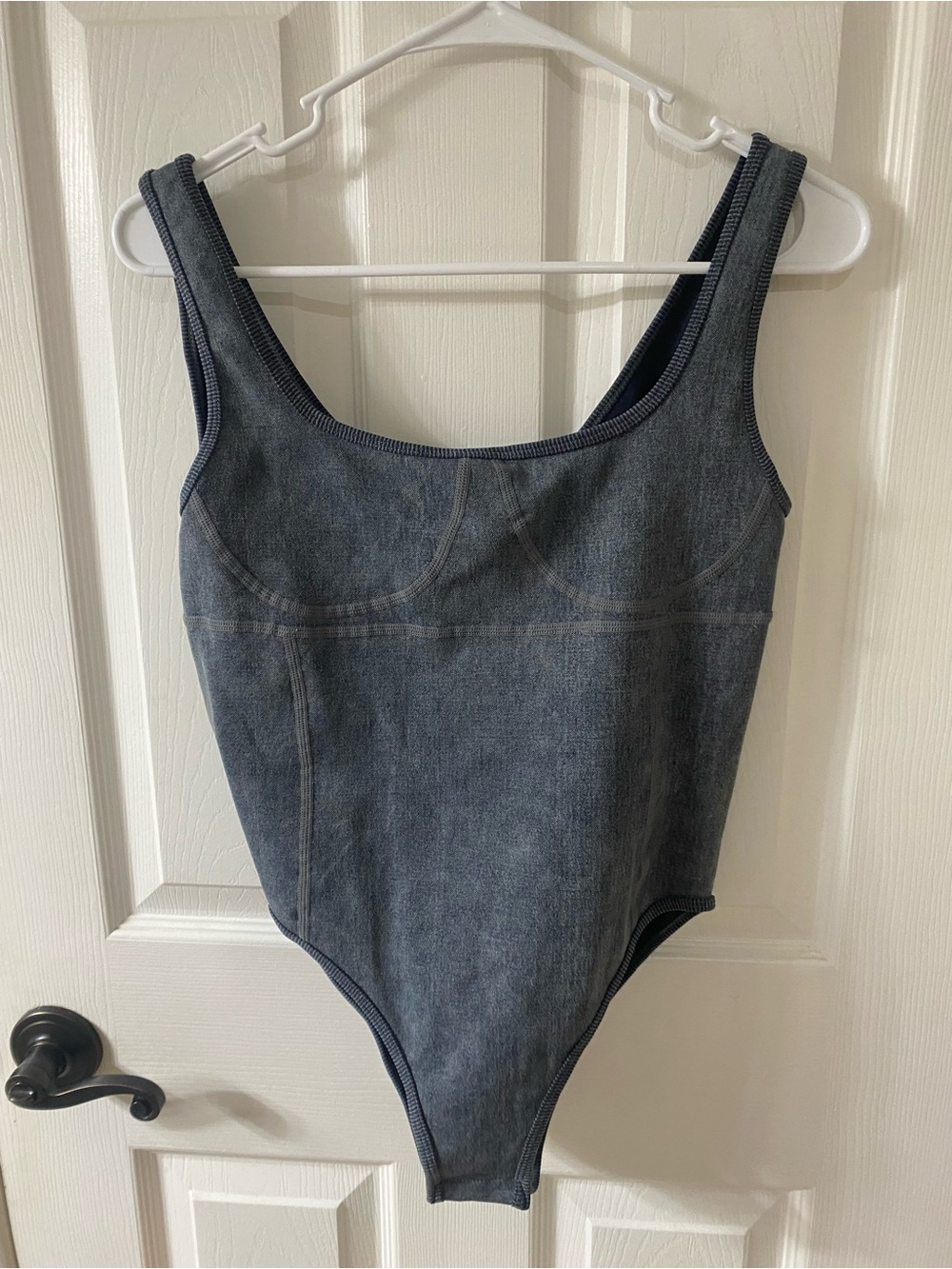 Denim washed bodysuit